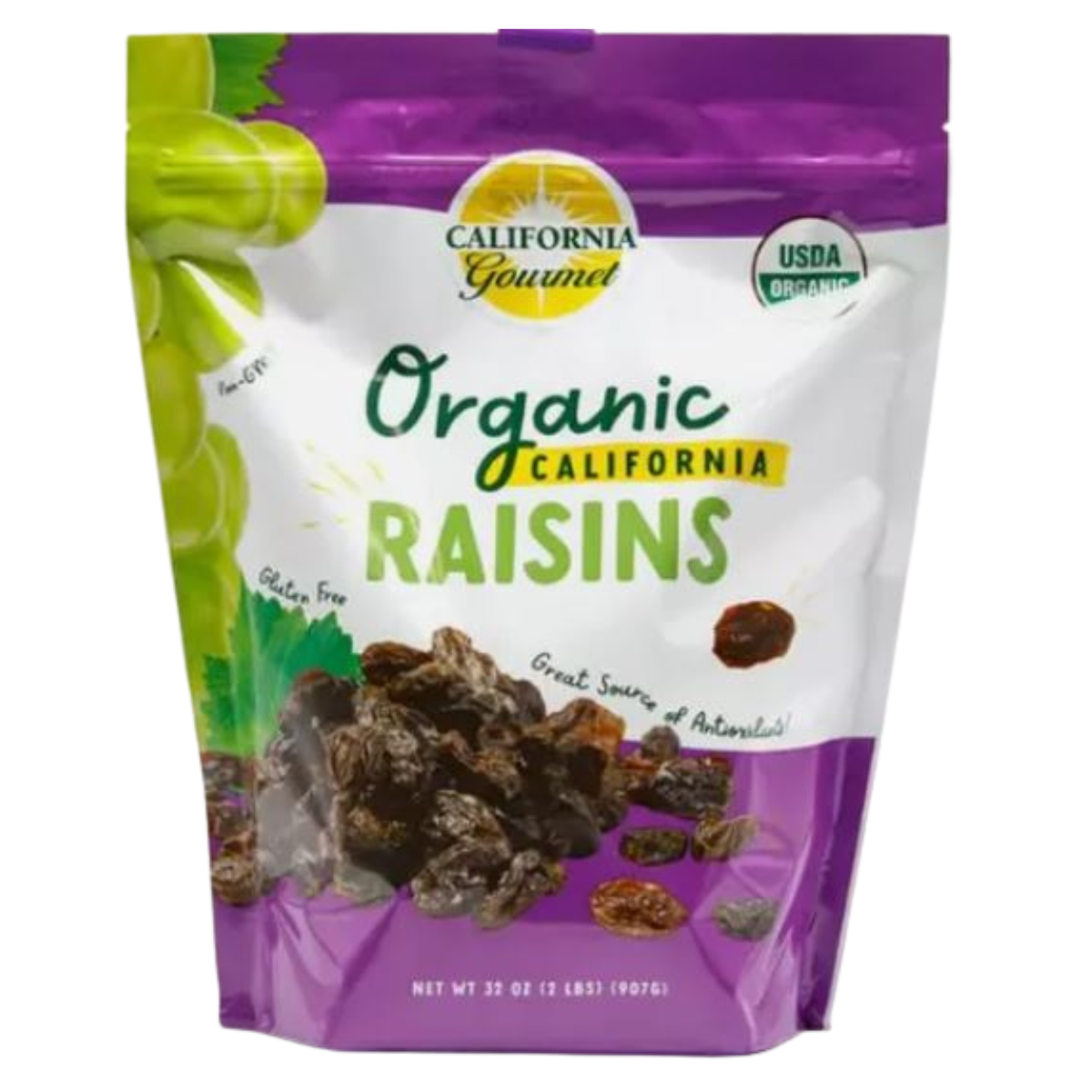 Organic California Gourmet - Seedless Raisins.- 2 Lbs./Each Pk.