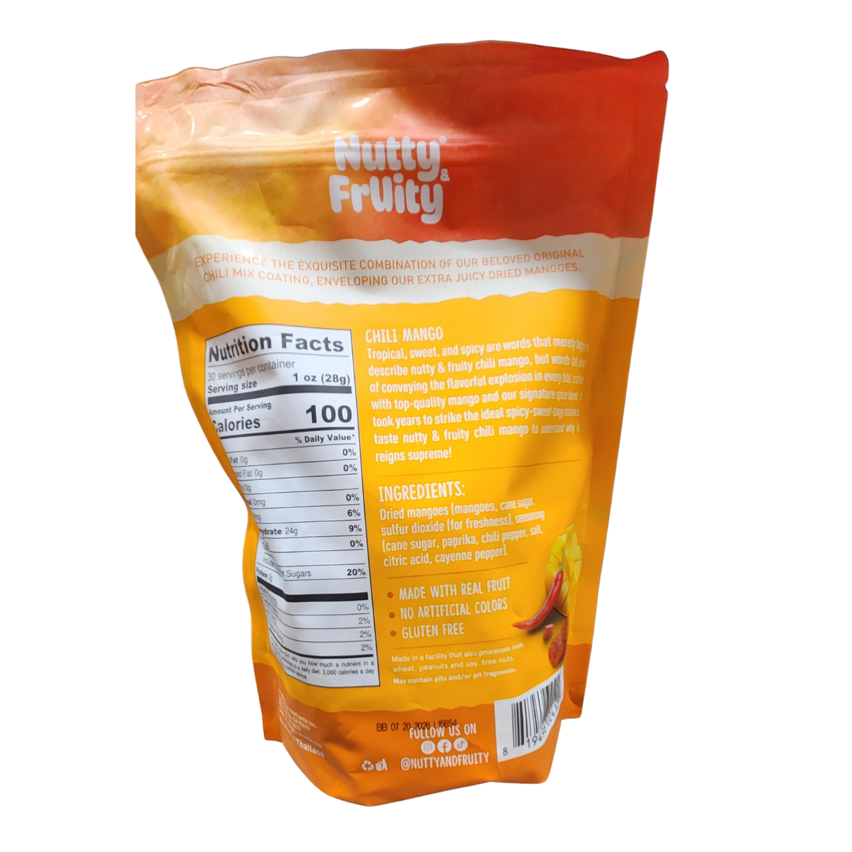 Nutty & Fruity Chili Mango – Sweet & Spicy Dried Mango Snack.- 30 Oz.