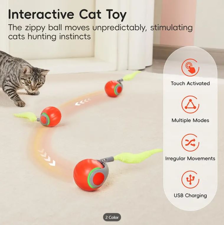 Catit Creamy Cat Treats 72 Ct + Smart Electric Cat Toy Ball –(Color May Vary)