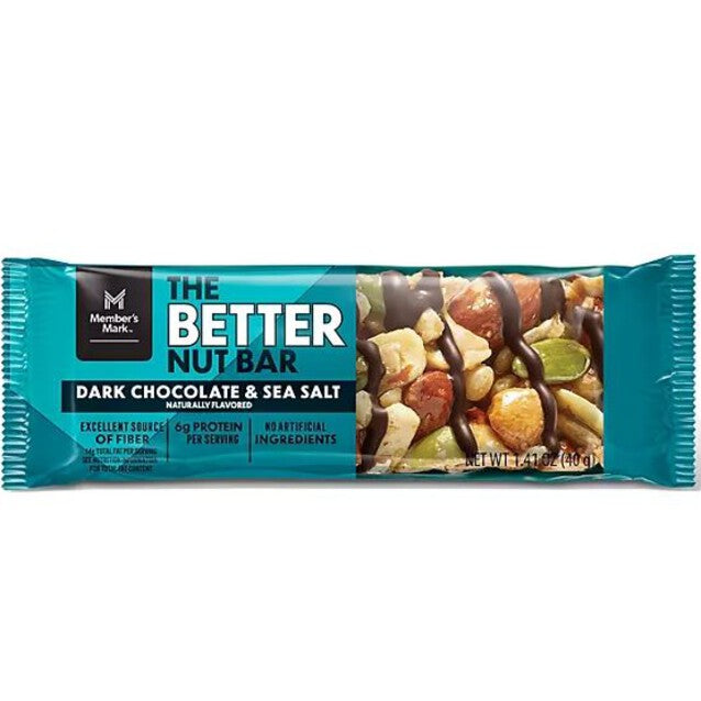 Member's Mark The Better Nut Bar, Dark Chocolate & Sea Salt, 1.4 Oz (24 Count)