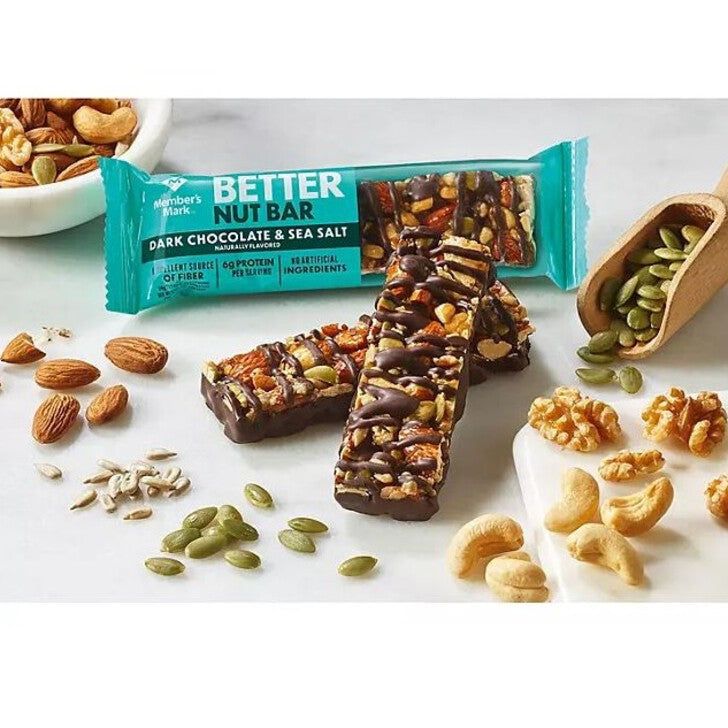 Member's Mark The Better Nut Bar, Dark Chocolate & Sea Salt, 1.4 Oz (24 Count)