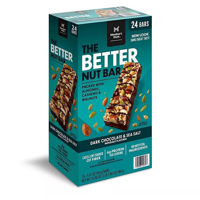 Member's Mark The Better Nut Bar, Dark Chocolate & Sea Salt, 1.4 Oz (24 Count)