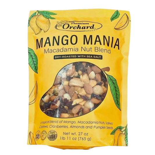 Premium Orchard Mango Macadamia Nut Blend – Dry Roasted with Sea Salt (27 oz)