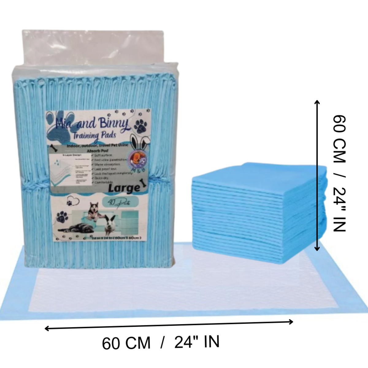 6-Layer Multiple uses Blue Pee Pads, Disposable Pet Training Pads