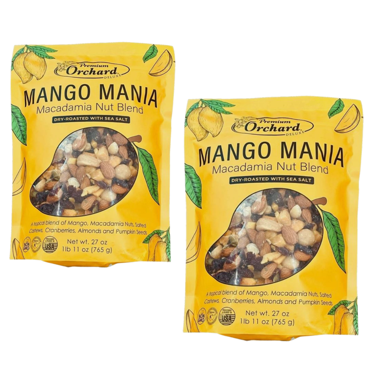 Premium Orchard Mango Macadamia Nut Blend – Dry Roasted with Sea Salt (27 oz)