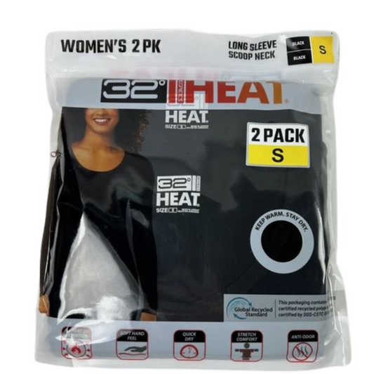 32 Degrees Women's 2 Pack Ultra Light Thermal Baselayer Scoop Top