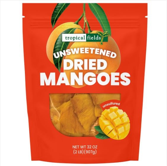 Unsweetened & Unsulfured dried mangoes 32 oz. - Tropical Fields.
