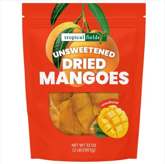 Unsweetened & Unsulfured dried mangoes 32 oz. - Tropical Fields.