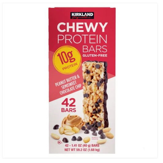 KIRKLAND Chewy Protein bar Peanut Butter & Semisweet Chocolate Chip 42 Count