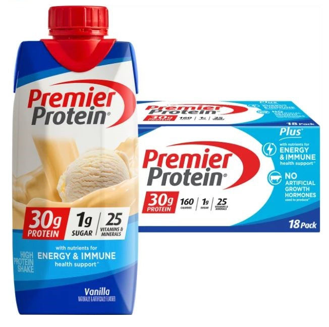 Premier Protein Protein Shake,30g Protein, 1g Sugar, 11 fl oz 18 Pack