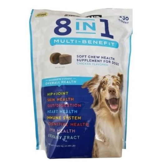 Kirkland Signature 8-In-1 Multi-Benefit Soft Chews For Dogs, 250 Count