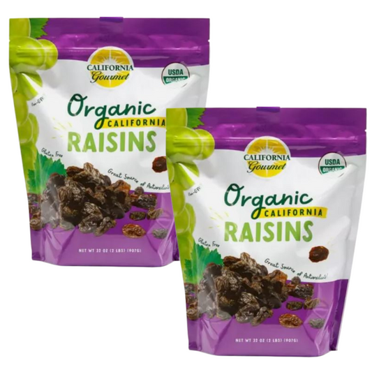 Organic California Gourmet - Seedless Raisins.- 2 Lbs./Each Pk.
