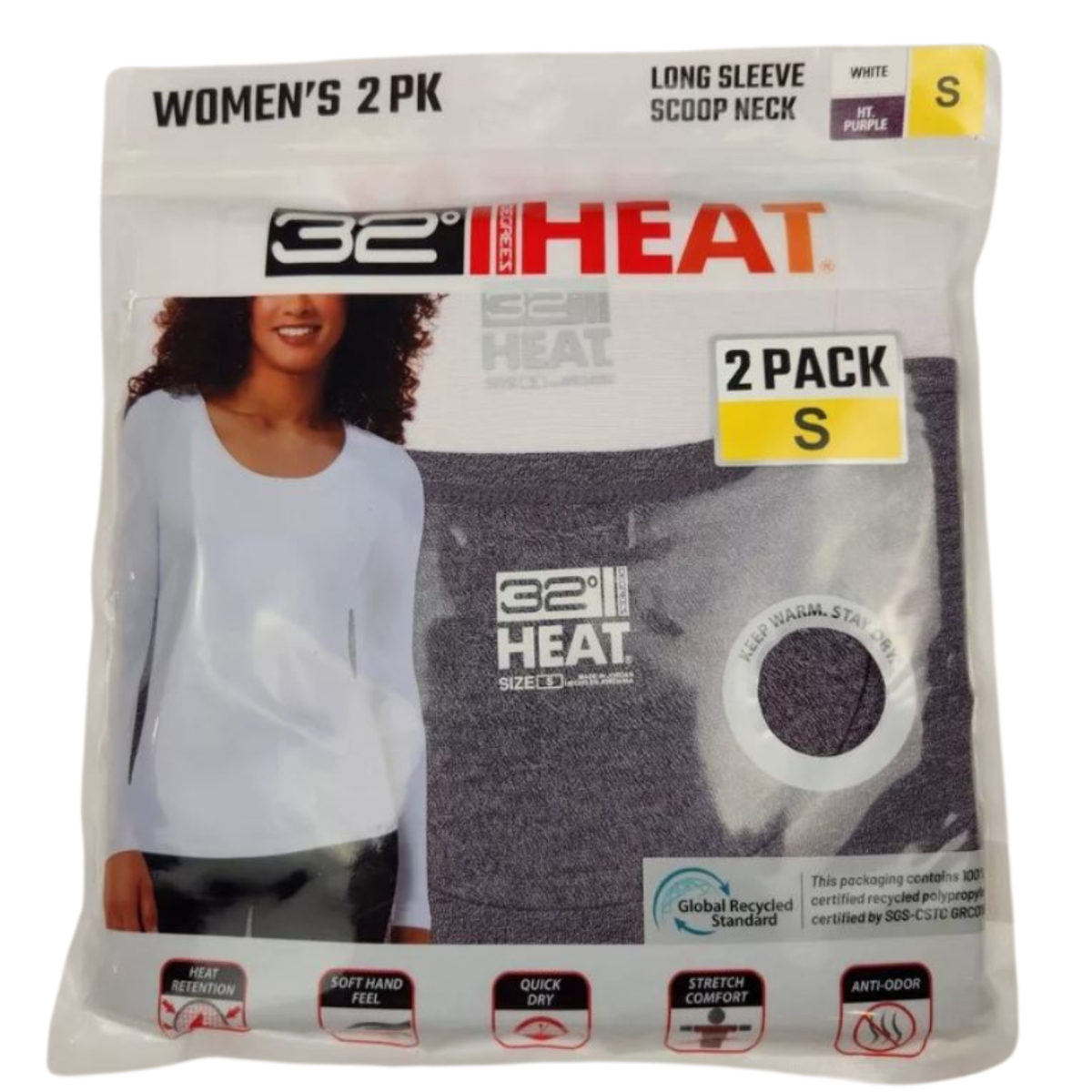 32 Degrees Women's 2 Pack Ultra Light Thermal Baselayer Scoop Top